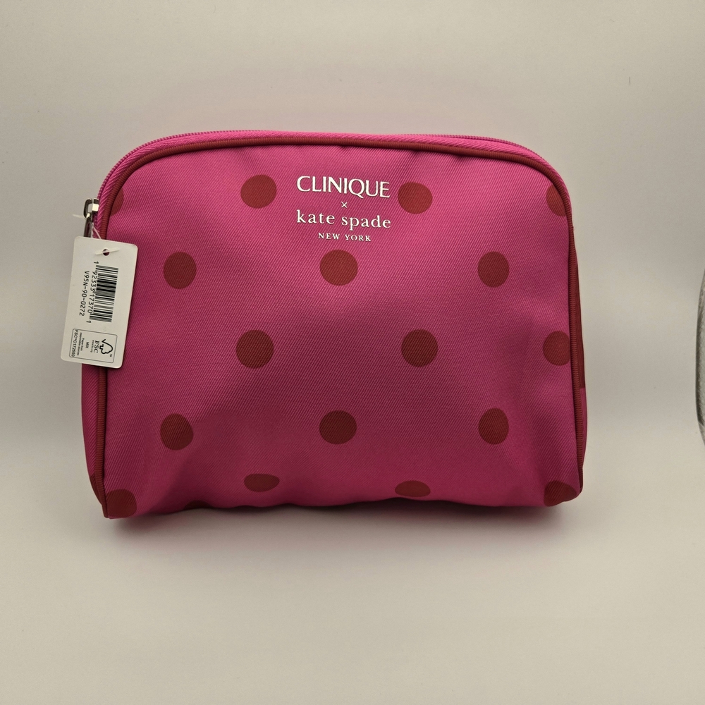 Kate Spade X Clinique Pink Polka‎ Dot Cosmetic Travel Bag Limited Edition NWT